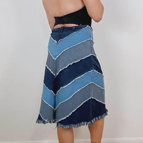 Vintage Y2K Divine Patchwork Denim Midi Skirt Size M - Picture 3 of 4